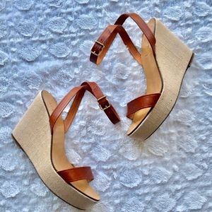 J. Crew Tan Leather Wedges